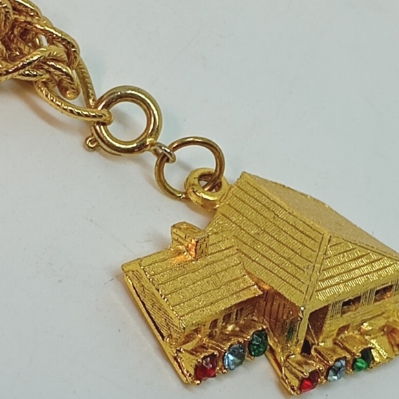 * Vintage Signed Hobco House Of Borvani New House Real Estate Charm Bracelet - Picture 4 of 6